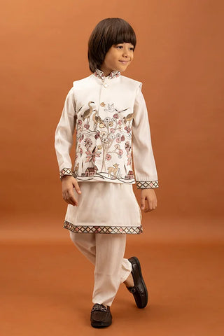 Elegant White Koti Kurta Set for Kids Traditional Wear