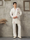 Classic White Japanese Lachka Embroidered Kurta Set
