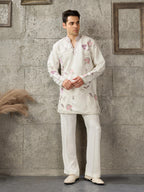 Classic White Japanese Lachka Embroidered Kurta Set
