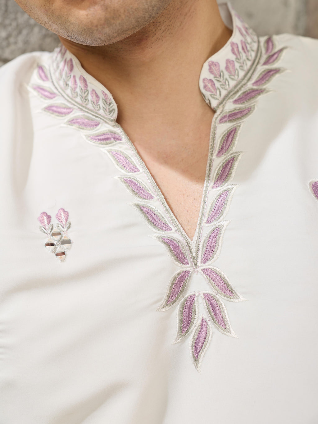 Classic White Japanese Lachka Embroidered Kurta Set
