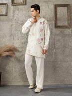 Classic White Japanese Lachka Embroidered Kurta Set
