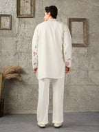 Classic White Japanese Lachka Embroidered Kurta Set
