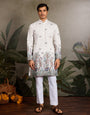 White Embroidered Work Kurta for Groom Wedding Look