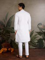 White Embroidered Mens Kurta for Special Events