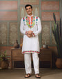 White Traditional Designer Festival Wear Kurta for Men