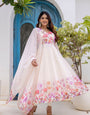 Luxury Floral Printed Organza Anarkali Set