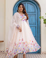 Premium Floral Organza Anarkali Set With Dupatta