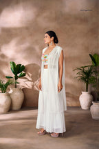 Pristine White Georgette Hand Embellished Designer Co-Ord Set