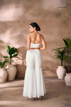 Pristine White Georgette Hand Embellished Designer Co-Ord Set