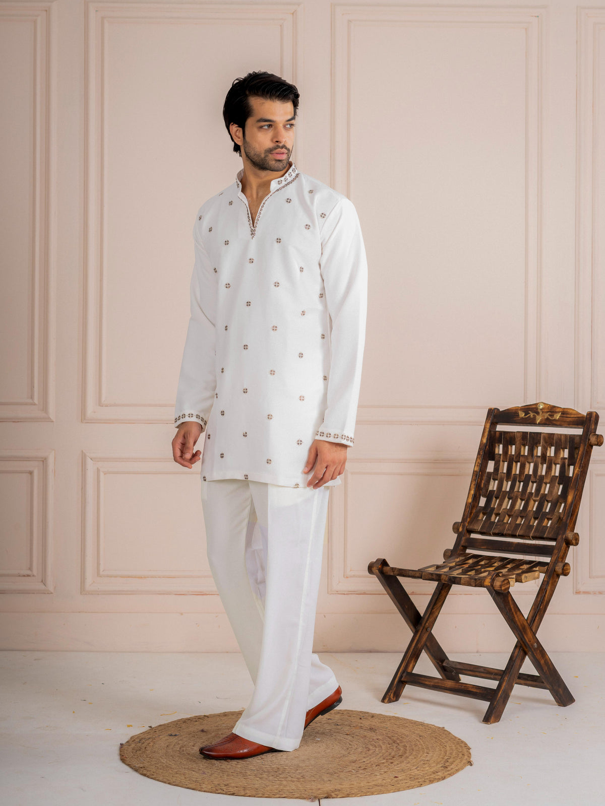 Luxury White Japanese Armani Beads Mens Kurta | Tulip Designer
