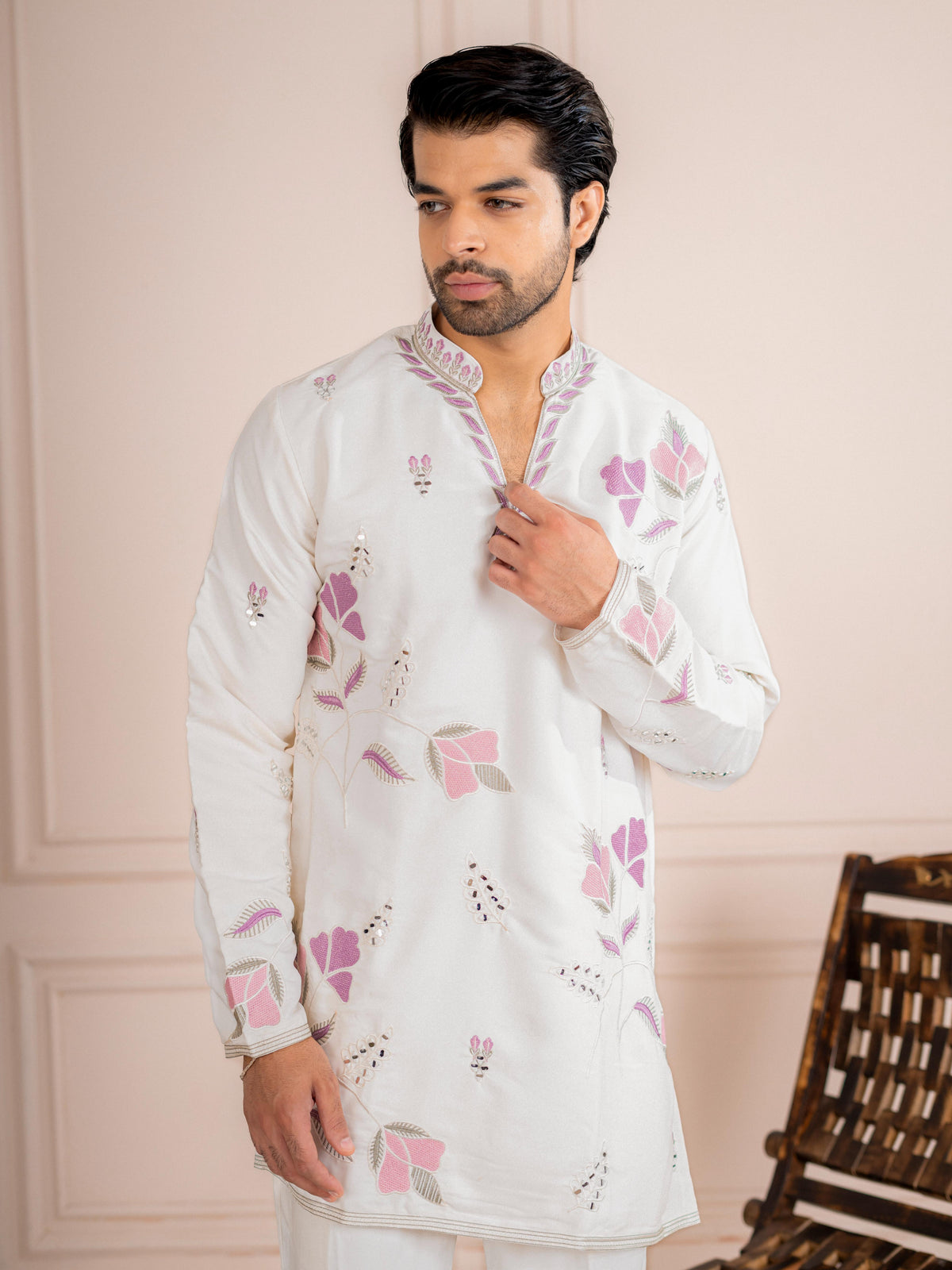 White Japanese Lachka Kurta Set | Tulip Designer
