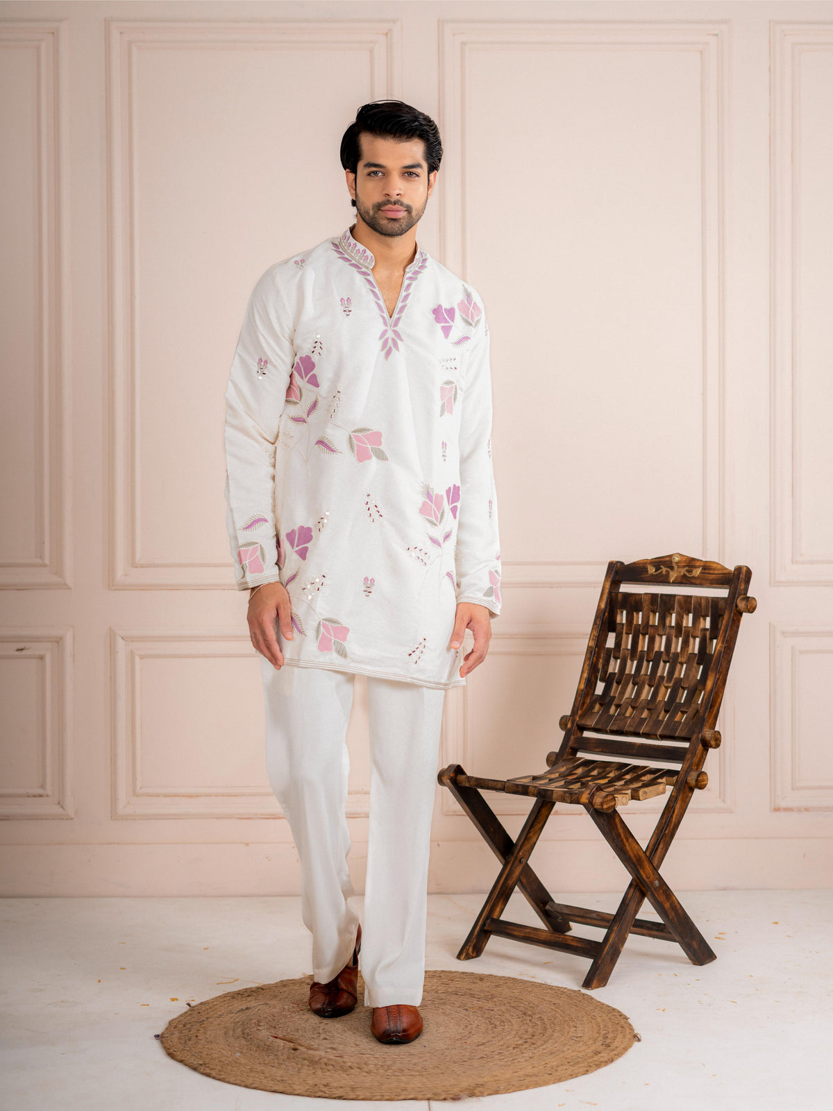 White Japanese Lachka Kurta Set | Tulip Designer
