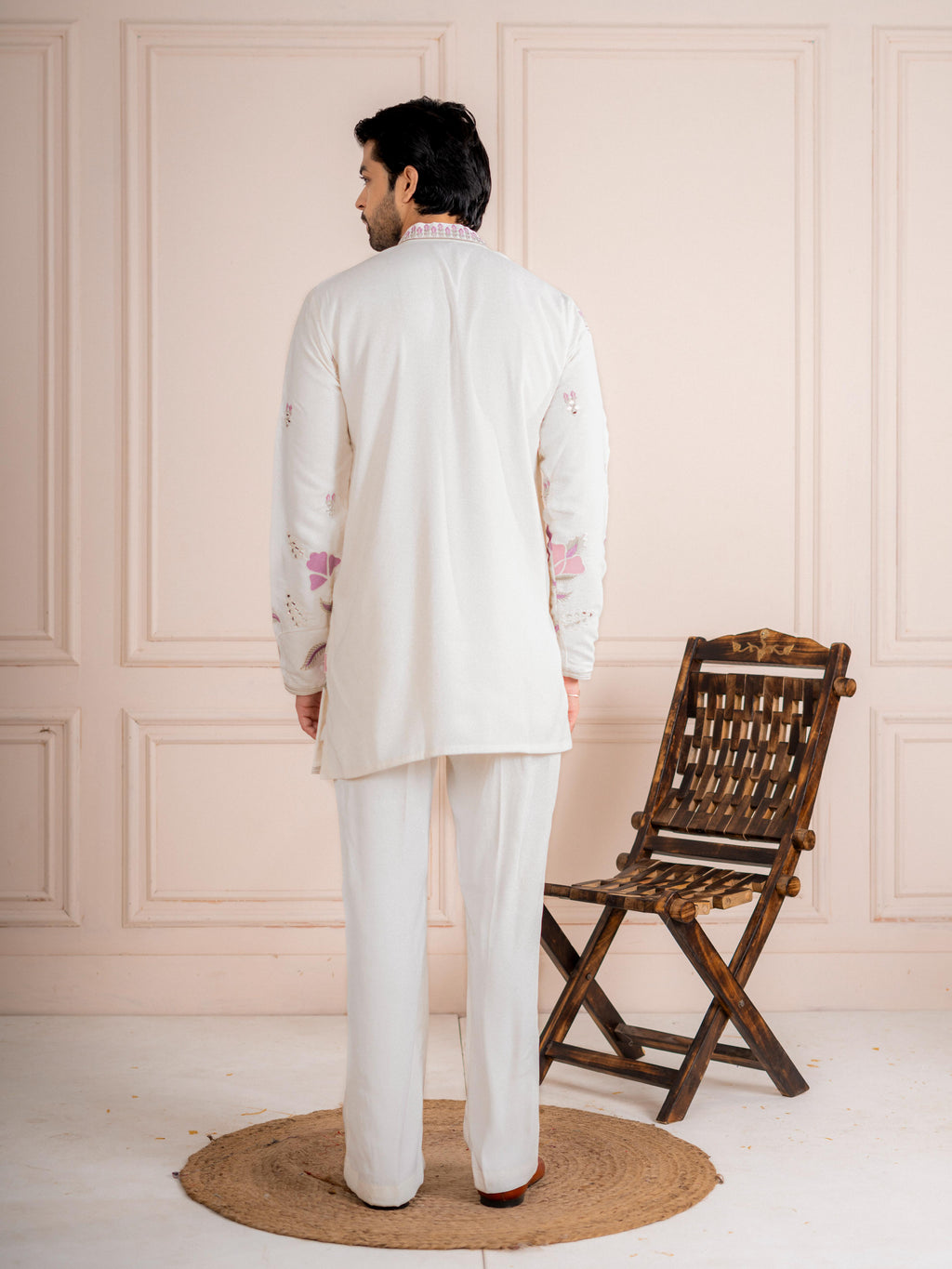 White Japanese Lachka Kurta Set | Tulip Designer

