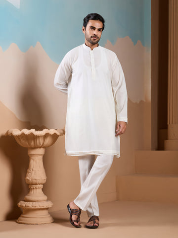 Royal Trendy White Koti Kurta Set for Men’s Wear Collection