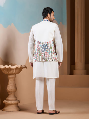 Royal Trendy White Koti Kurta Set for Men’s Wear Collection