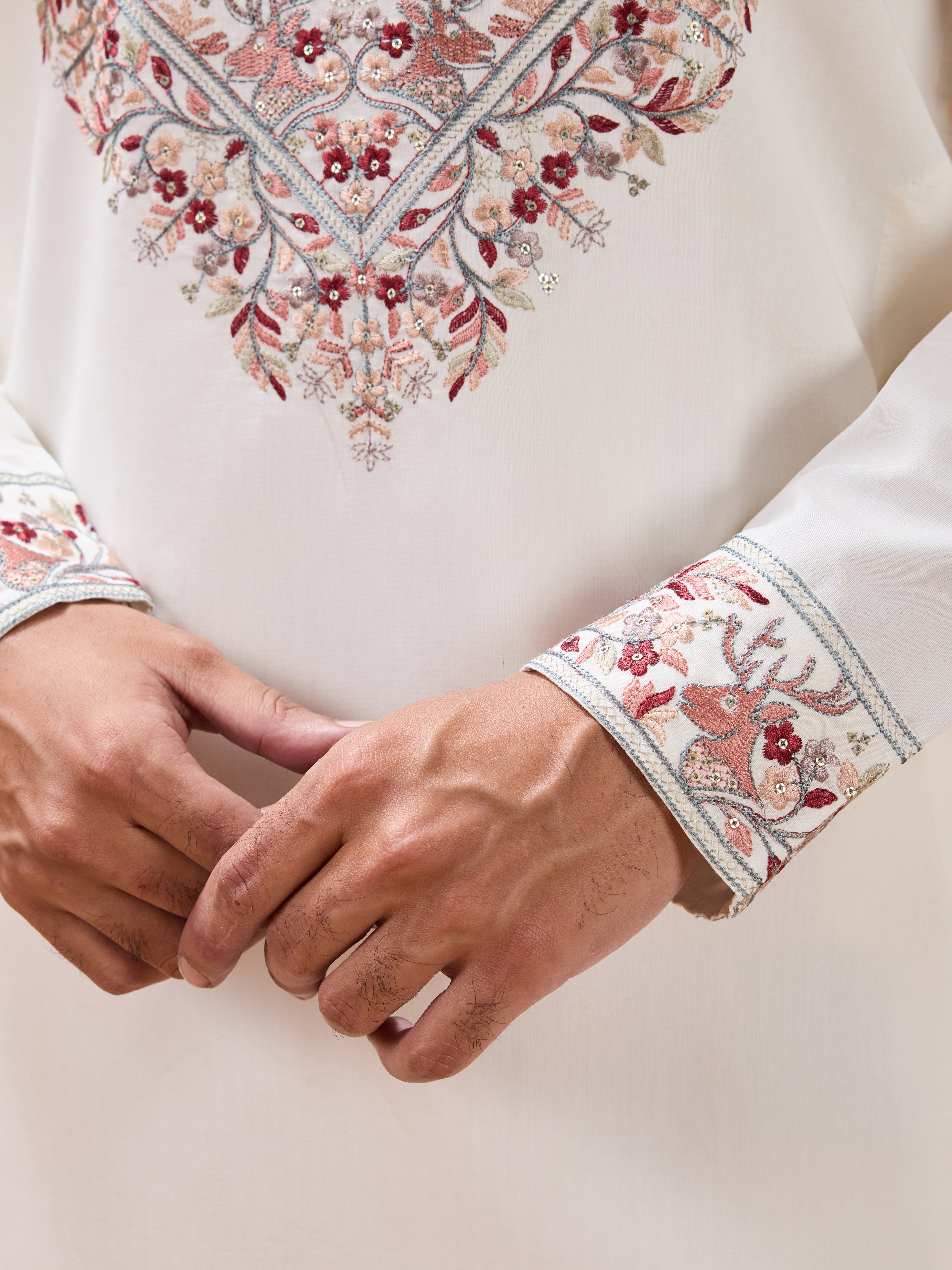 Look White Kurta Dupatta Set for Mens Wear