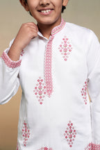 Stylish Viscose Silk Multi Thread Work Kurta Pajama Set For Boy
