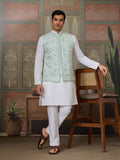 Wedding White Kurta Pajama with Green Koti Style