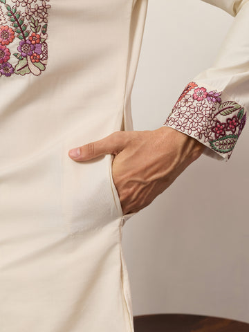 Traditional White Designer Kurta Pant Set for Mens Wear