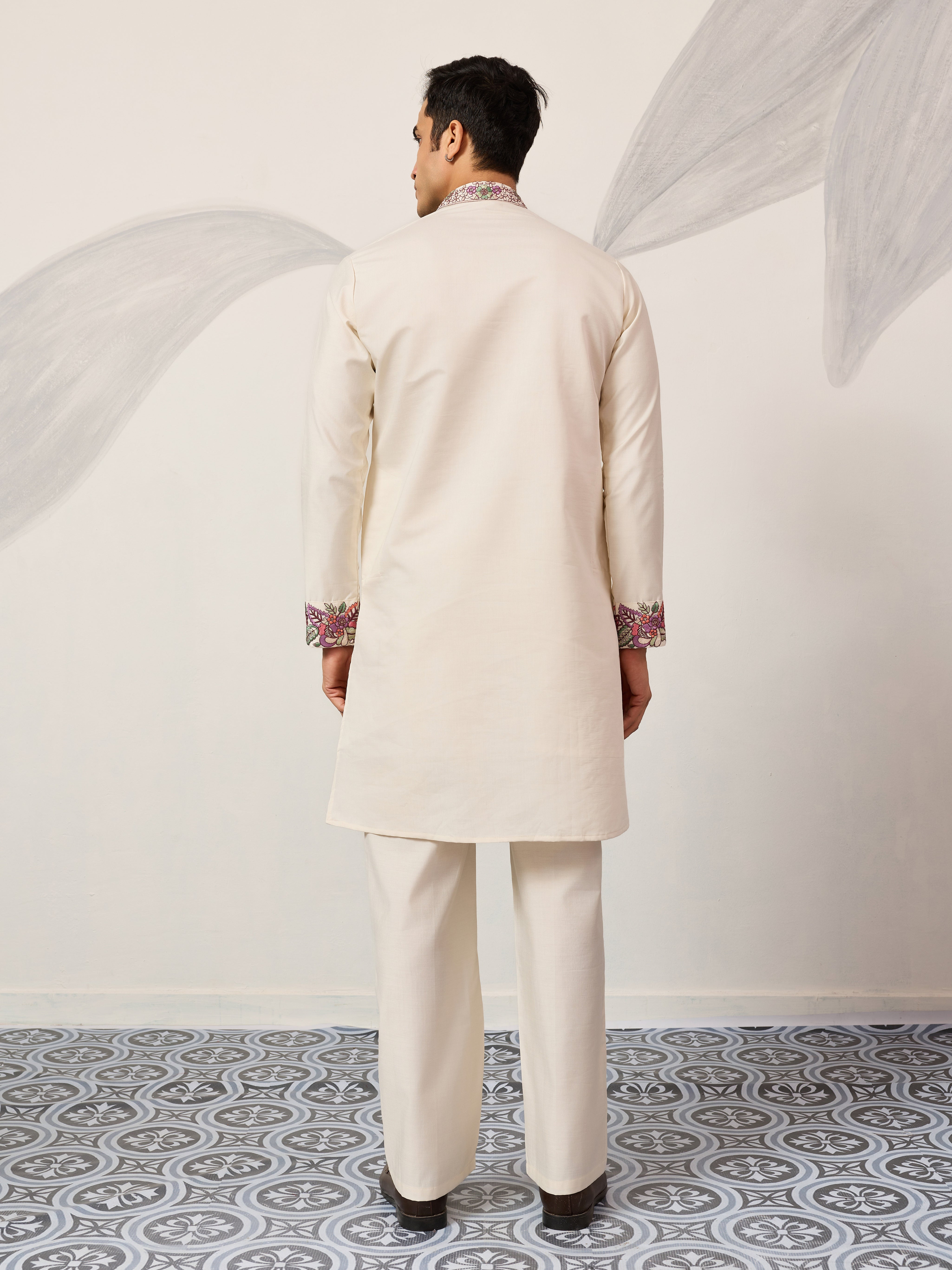 Traditional White Designer Kurta Pant Set for Mens Wear