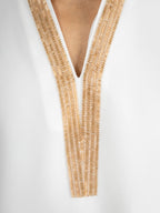 White Japanese Armani Beads Kurta Set | Tulip Designer
