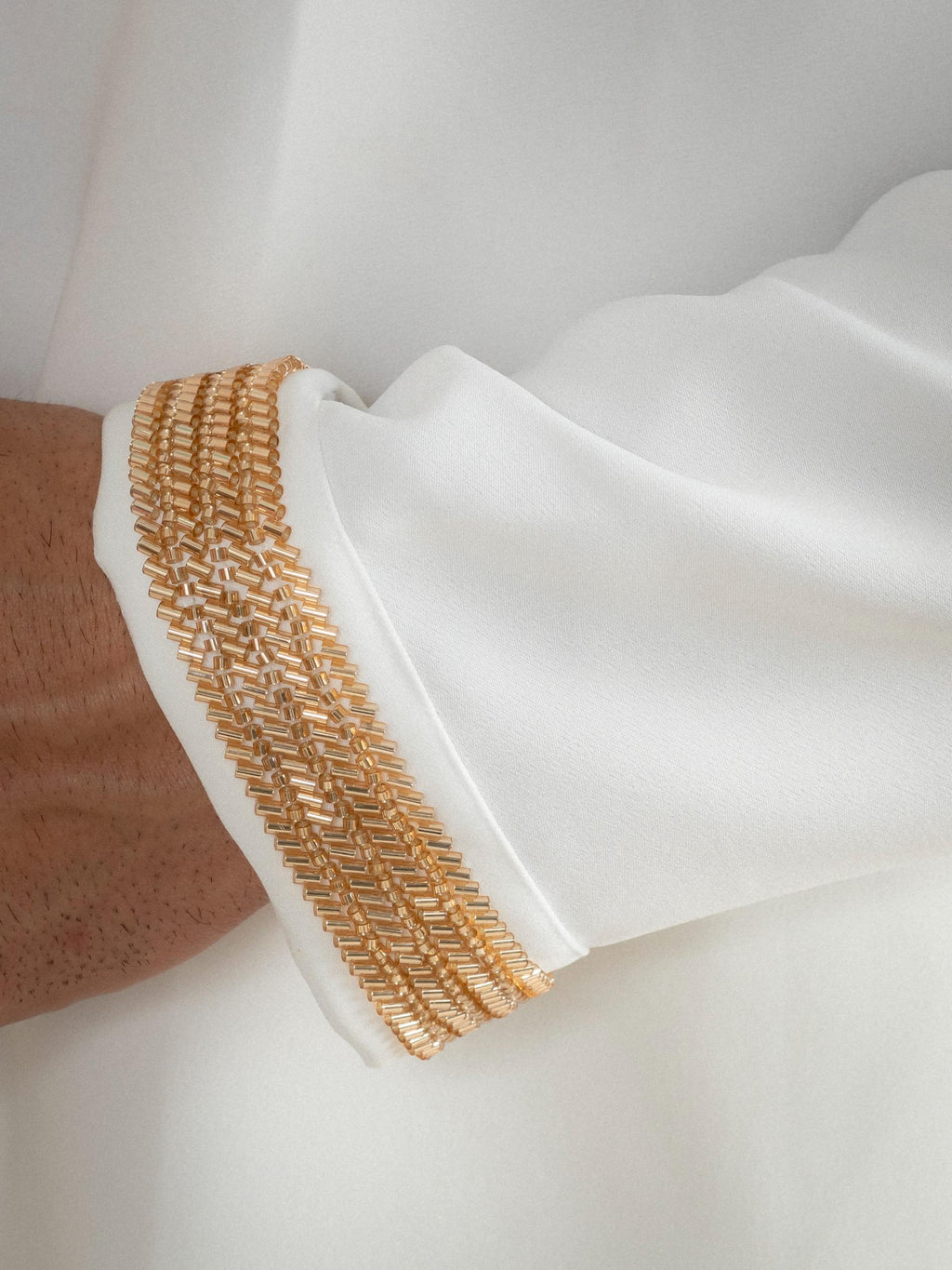 White Japanese Armani Beads Kurta Set | Tulip Designer
