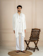 White Armani Lachka Kurta Dupatta Set For Men | Tulip Designer