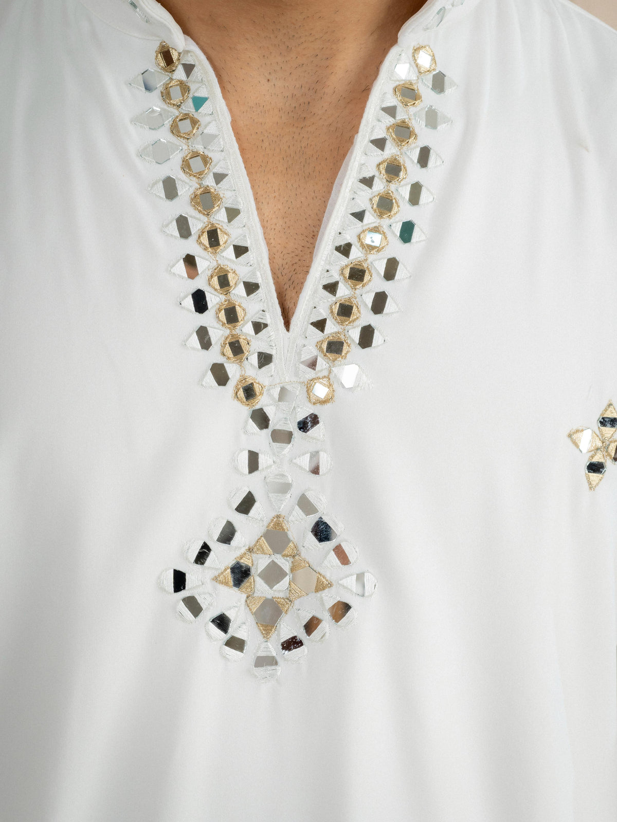 White Armani Lachka Kurta Dupatta Set For Men | Tulip Designer
