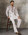 Rajwadi White Japanese Lachka Festive Kurta Dupatta Set