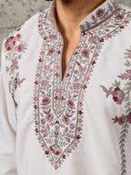 Rajwadi White Japanese Lachka Festive Kurta Dupatta Set
