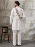 Rajwadi White Japanese Lachka Festive Kurta Dupatta Set
