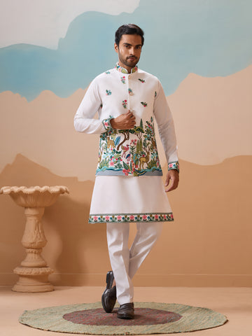 Vantara Style Premium White Mens Wear Koti Kurta Collectio