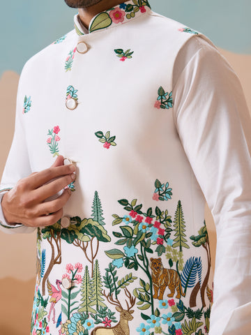 Vantara Style Premium White Mens Wear Koti Kurta Collection