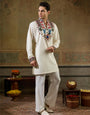 White Embroidered Kurta For Men | Tulip Designer