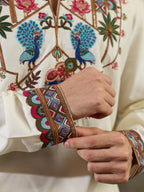 Vibrant White Rayon Embroidered Kurta Set For Mens Wear
