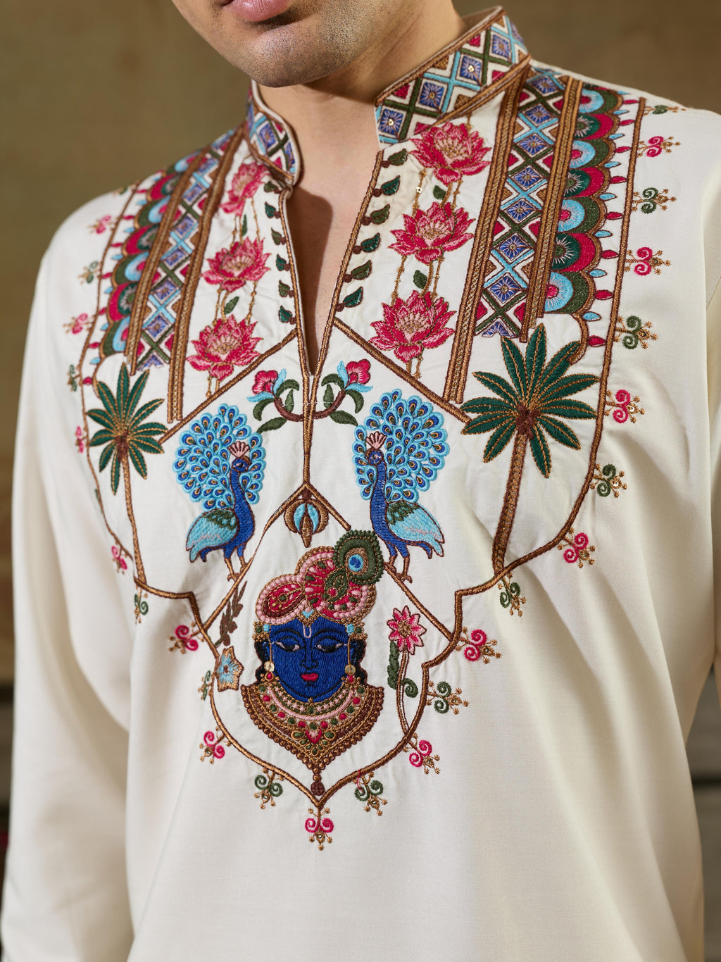 Vibrant White Rayon Embroidered Kurta Set For Mens Wear
