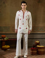 White Rayon Mirror Work Kurta Set | Tulip Designer