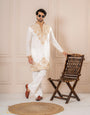 White Embroidered Thread Work Kurta Set | Tulip Designer