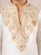 White Embroidered Thread Work Kurta Set | Tulip Designer
