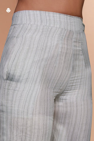 White Pure Muslin Silk Floral Co-Ord Set for Women