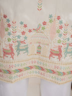 Festive White Silk Multi Thread Embroidered Mens Kurta Set