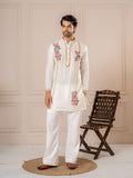 White Crush Tissue Thread Mens Kurta | Tulip Designer
