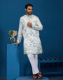 Graceful White Viscose Silk Kurta for Mens Wear