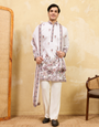 Traditional White Viscose Silk Wedding Kurta and Dupatta for Men