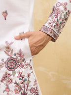 Traditional White Viscose Silk Wedding Kurta and Dupatta for Men
