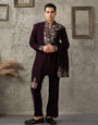 Wine Embroidered Kurta Dupatta Set | Tulip Designer