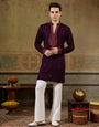 Stylish Wine Rayon V Neck Kurta Set | Tulip Designer