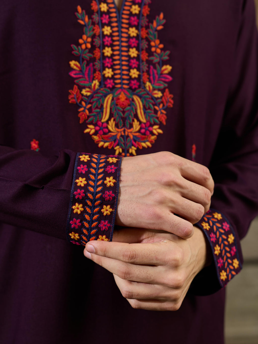 Stylish Wine Rayon V Neck Kurta Set | Tulip Designer
