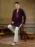 Stylish Wine Rayon V Neck Kurta Set | Tulip Designer
