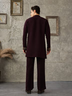 Wine Japanese Armani Lachka Beads & Pearl Kurta Set | Tulip Designer
